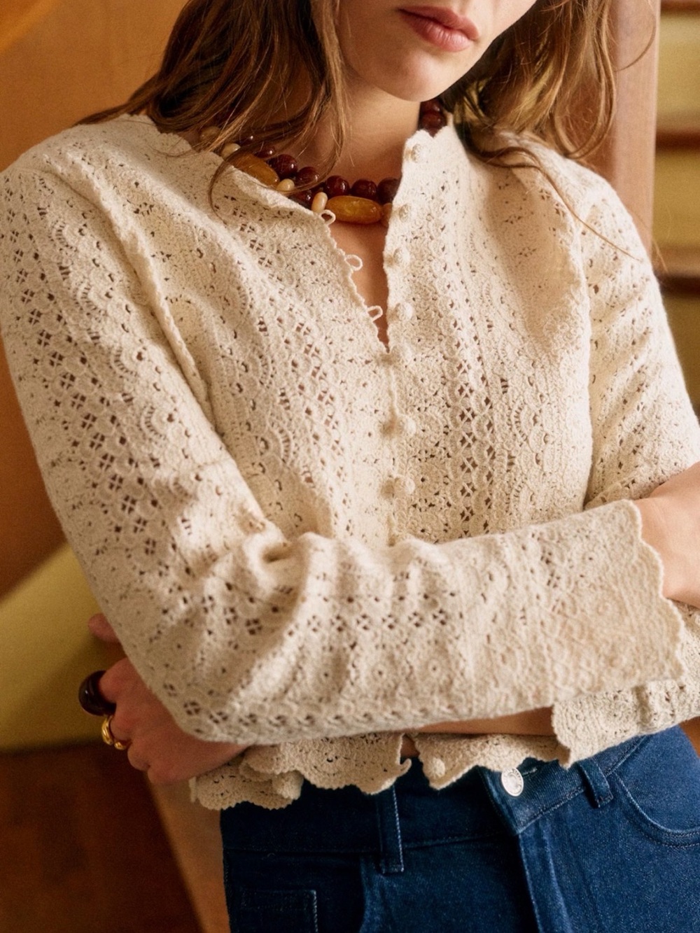 Sezane Noelie Cardigan in Cream